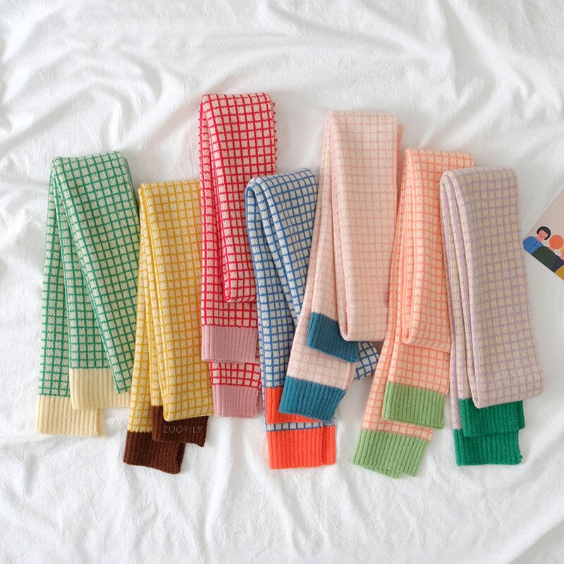 Sciarpa per bambini a reticolo piccolo autunno inverno nuove neonate ragazzi ragazze fazzoletto da collo caldo bambini colorati sciarpe ispessenti a maglia