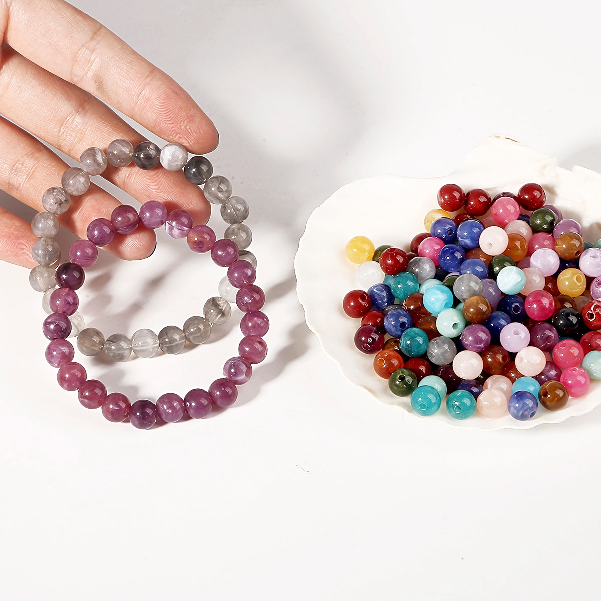 100pcs 6mm Acrylic Clouds Beads Effect Round BEADS Spacer Loose Beads For Jewelry Making Accessories DIY Bracelet Necklace