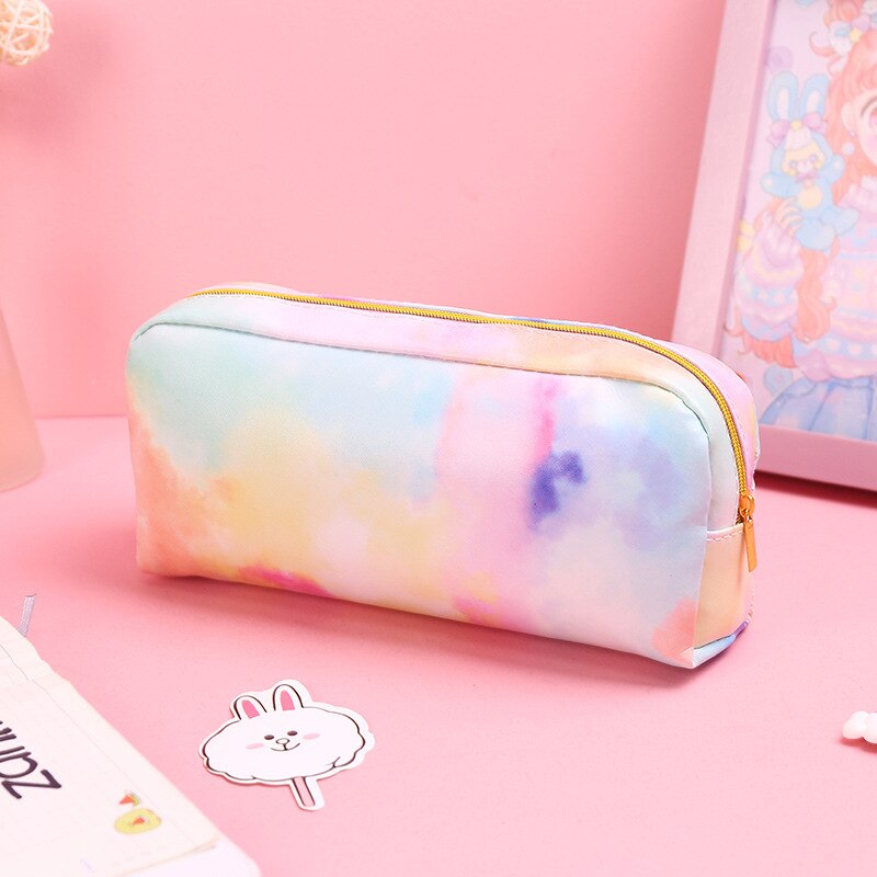 Creativity Rainbow Colors Pencil Case Kawaii Large Capacity PU Pen Box Bag Stationery Pencilcase School Supplies Student 050041: L
