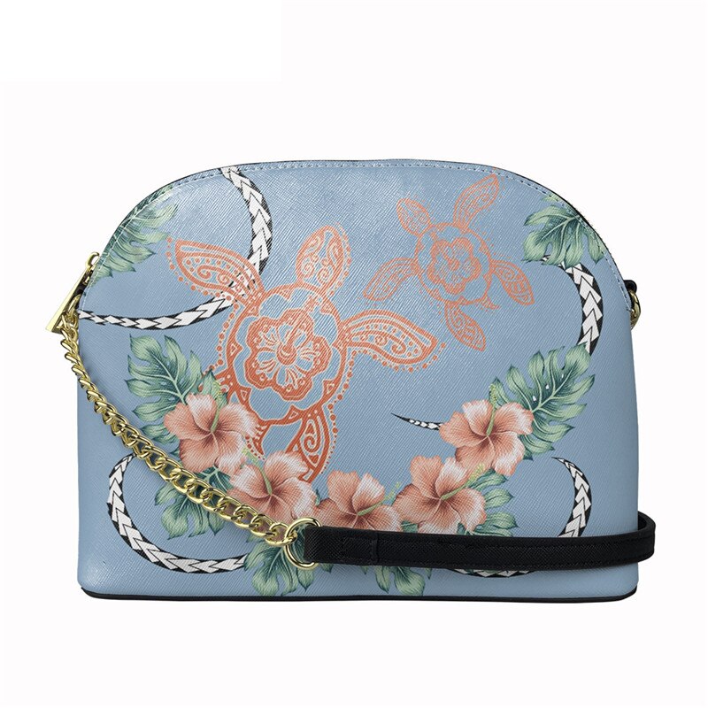 Nopersonality Polynesische Schildpad Met Hibiscus Print Vrouwen Pu Lederen Tas Brand Luxe Shell Tas Stijlvolle Schoudertas: HTBE073D49