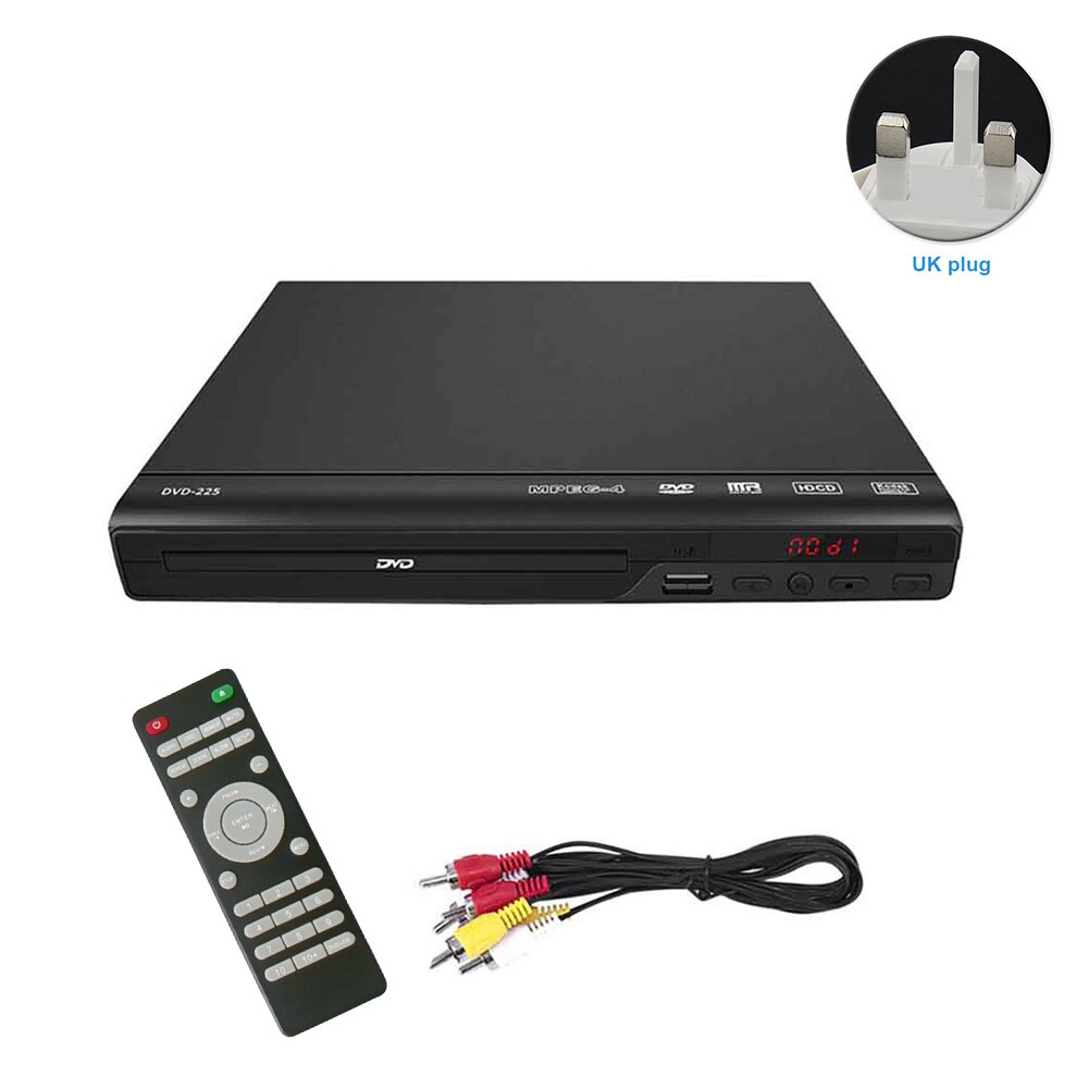 Audio Home 5,1 sonido envolvente 720P reproductor de DVD películas para TV entretenimiento multimedia con Cable AV vídeo música USB Compatible: UK