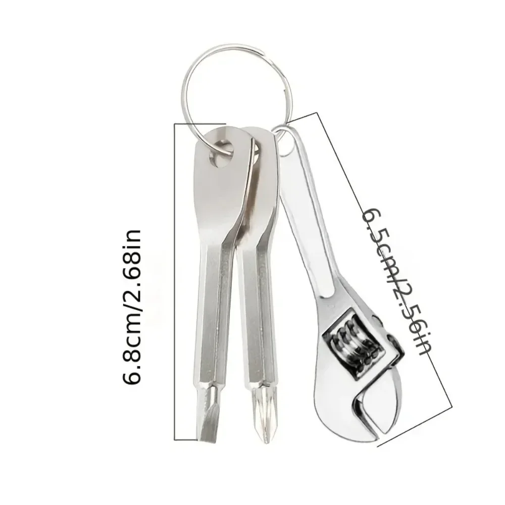 Stainless Steel Keychain Multitool - Mini Wrench, Screwdriver & Repair Kit for EDC & Outdoor Use: Default Title