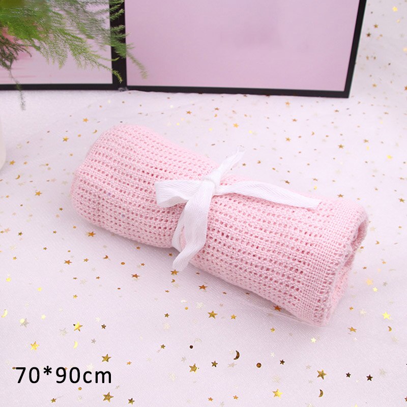 1Pcs Solid Color Cotton Baby Blanket Newborn Wrap Bath Towel Soft Kids Month Blankets Multi Purpose Infant Swaddling Cloth: Water pink