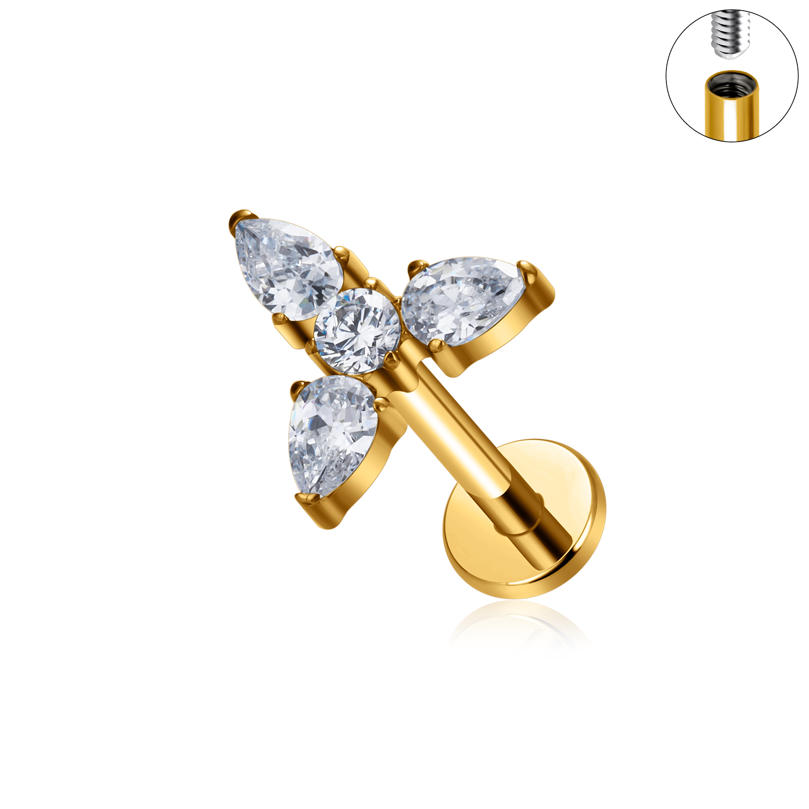 G23 titanio 16G Piercing Labret labio Nasal pendiente de tuerca hilo interno joyería del cuerpo oreja Tragus cartílago hélice Dait