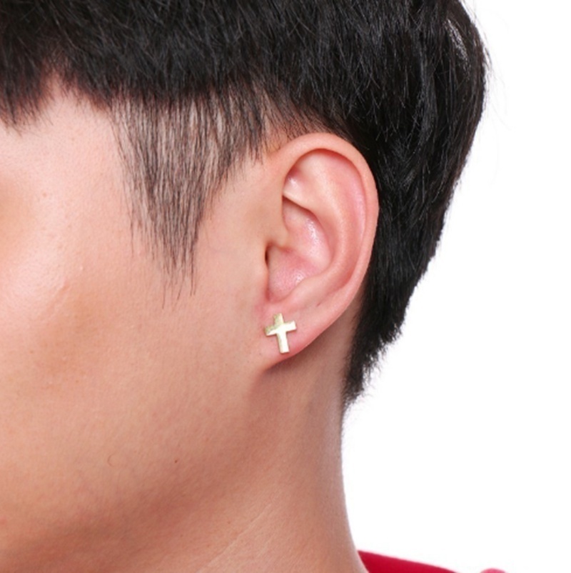 Delysia King Mannen Eenvoud Cross Stud Oorbellen Trendy Rvs Delicate Persoonlijkheid Eardrop