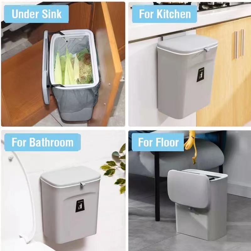 Wall Mounted Trash Can Bag Kitchen Cabinet Storage Smart Bucket Bathroom Recycling Trash Bins Trashcan Yмный дом складное ведро