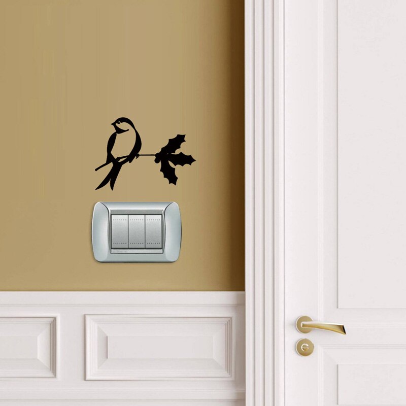 Vogel op boomtak Muursticker woonkamer badkamer glas Schakelaar decoratie Schakelaar Stickers op de muur behang