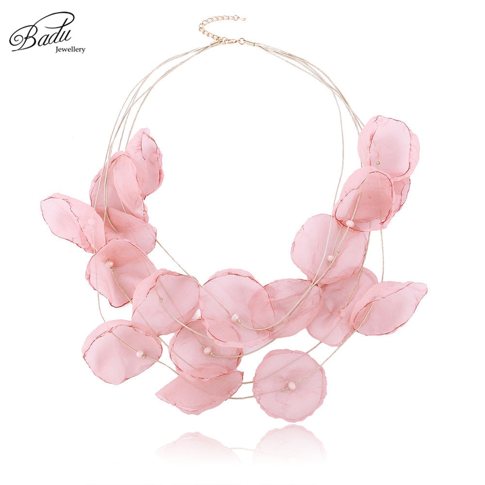 Badu Bohemian Roze Garen Bloem Kettingen voor Vrouwen Elegantie Elegantie Sieraden voor Meisjes Kettingen Sieraden