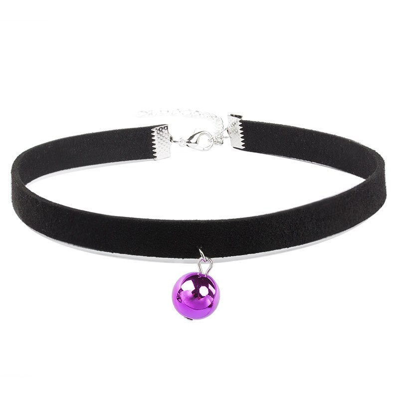 Vimio-collier avec pendentif en dentelle noire en velours, bijou m, pierre, punk, collier ras du cou pour femmes à la: purple