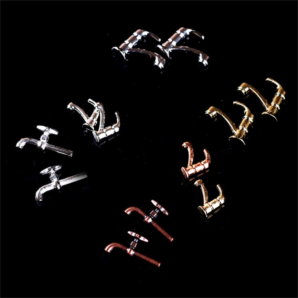 2PCS 1:12 Miniature Metal/Plastics Water Tap Faucet Dollhouse Bathroom Accessories Dollhouse Miniature Faucet 10 styles