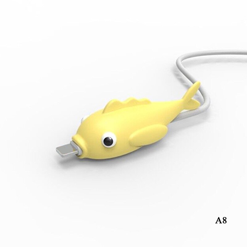 Søte tegneserier dyr bite kabel databeskytter fisk dinosaur hund shaper kabel opptrekker arrangør iphone ipad datalinje beskyttelse: Gull