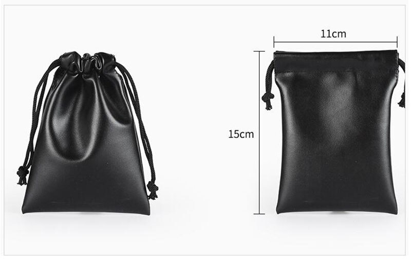 1pc PU Leather Soft Headphone Drawstring Bags Headset Earphone Data Cable Waterproof Storage String Bag Pouch: 11X15cm 1pc