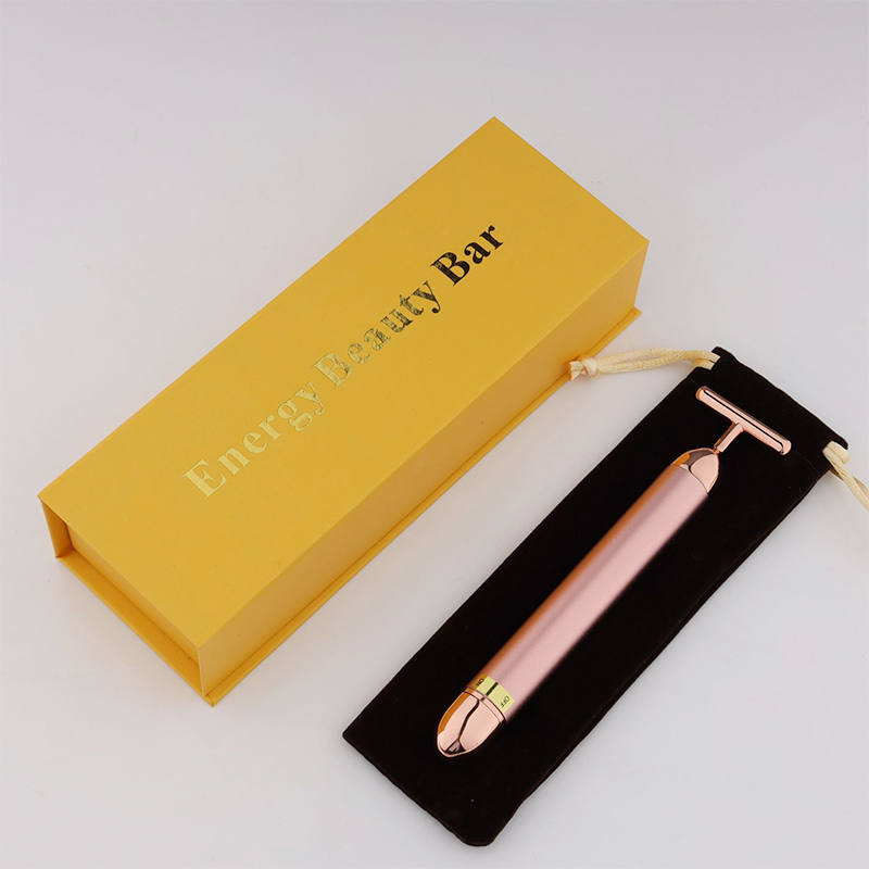 Rouleau électrique de Massage du visage, barre de beauté en or 24K, bâton de soins du visage vibrant et étanche