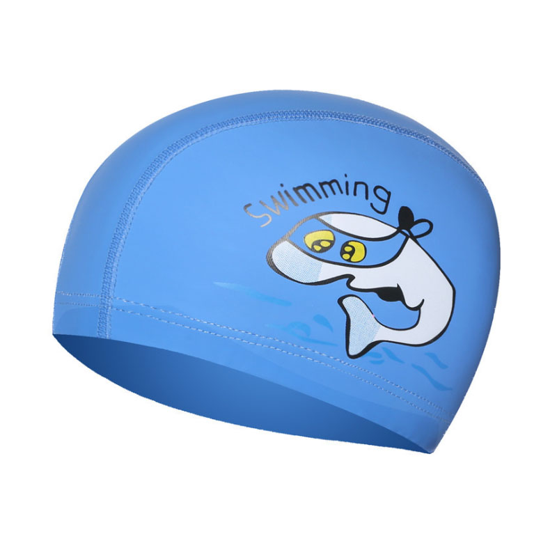 Casquette de piscine pour enfants, chapeau de protection en forme de dauphin, bouchon d&#39;oreille, étanche, pour garçons et filles, accessoire de plongée: Bleu