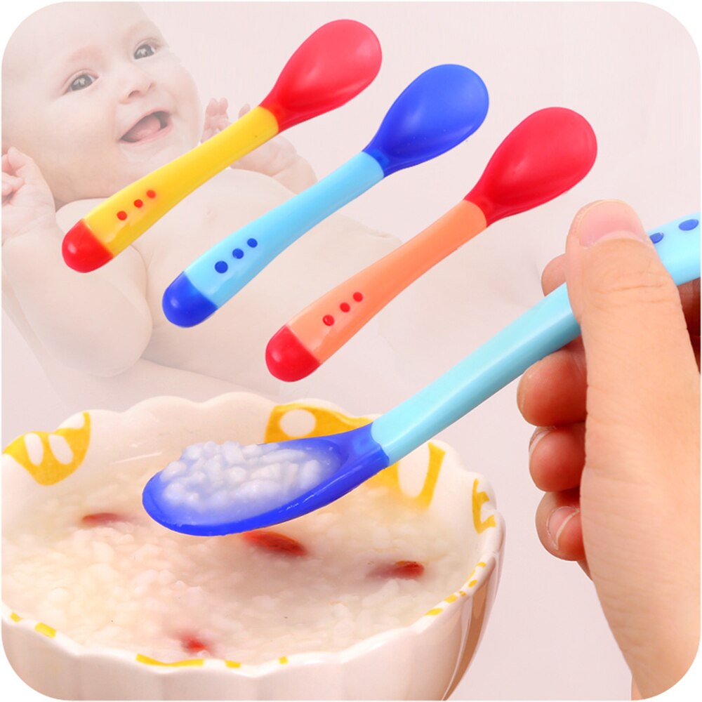 Cuchara con sensor de temperatura para alimentación de bebé, cucharas para niños, niño y niña, cubiertos para alimentación de bebé, 1/2/3 Uds.