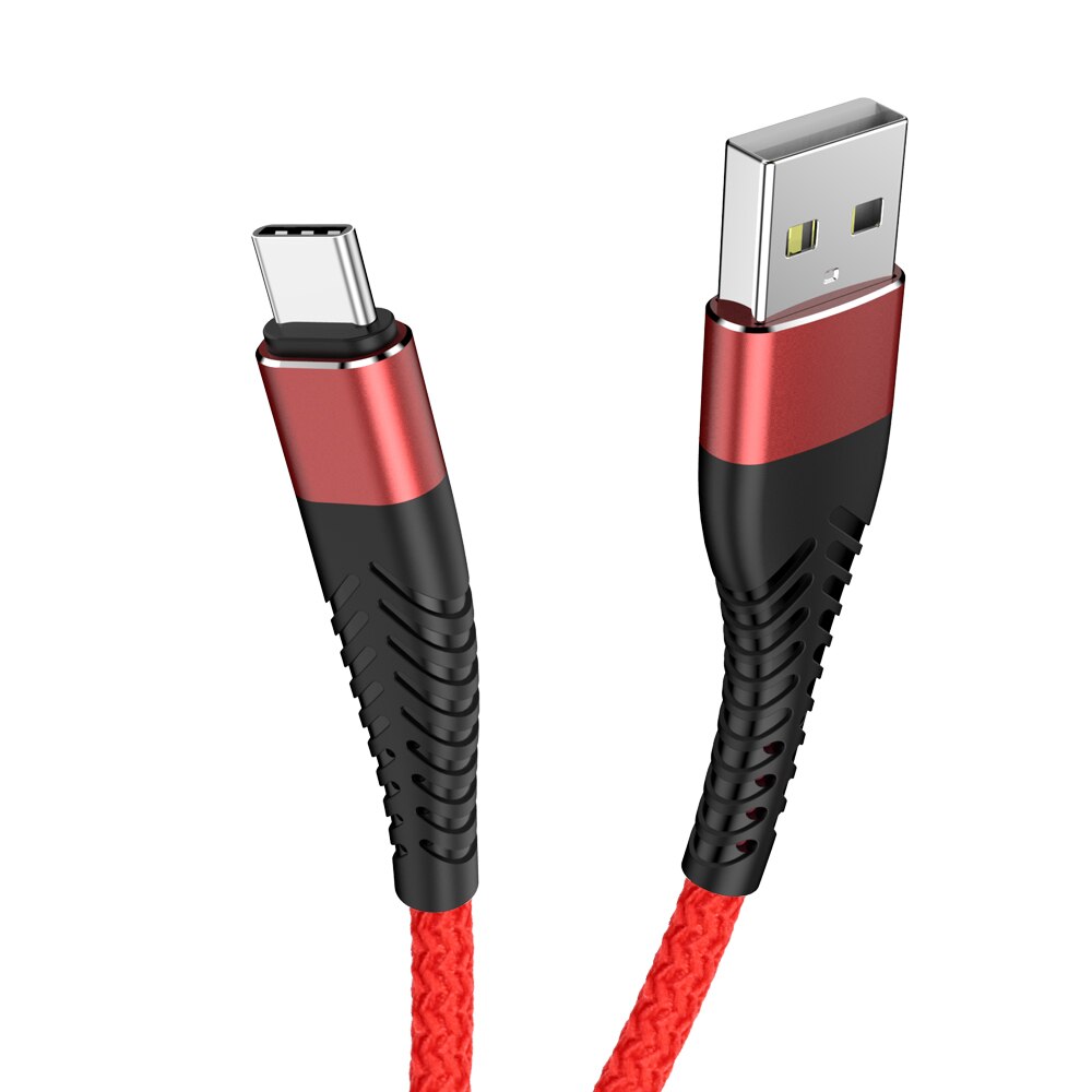 Câble USB 3A Type C pour recharge rapide et transfert de données, cordon de chargeur pour téléphone Xiaomi Mi 11 10, Samsung S20, S21, A51, A52, Huawei P30, P40: Rouge / 2m