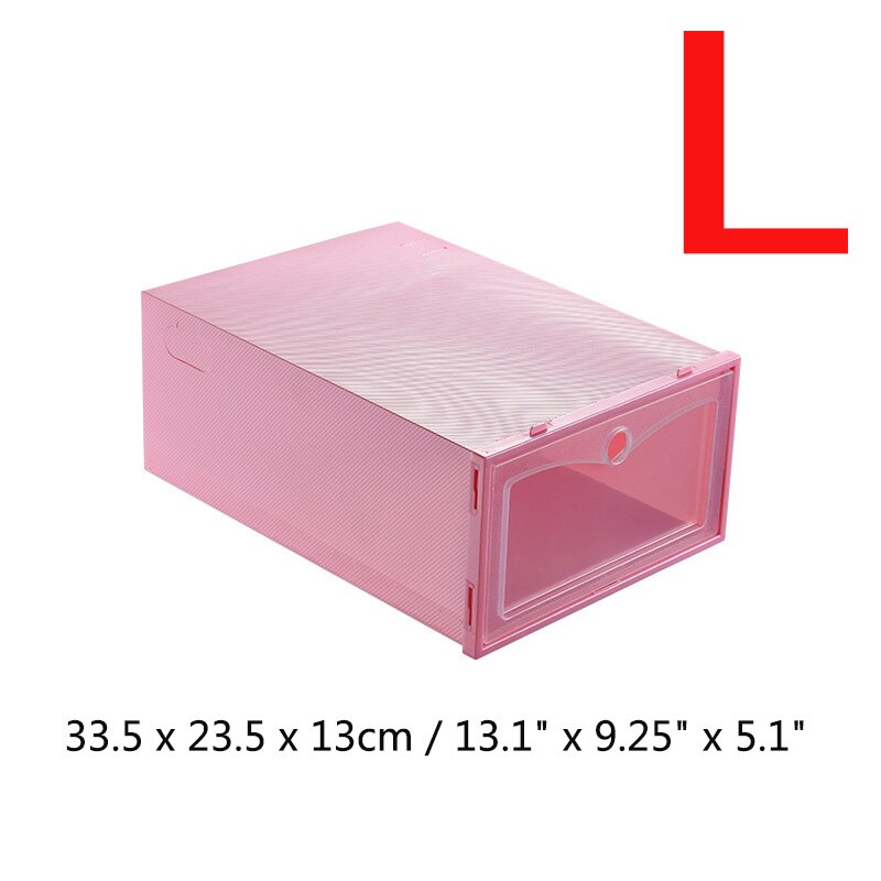 Składane przezroczyste plastikowe pudełka na buty wieżowych Floding DIY szuflady na buty pojemniki robić przechowywania organizatorzy domowe pudełko robić przechowywania butów: różowy-L