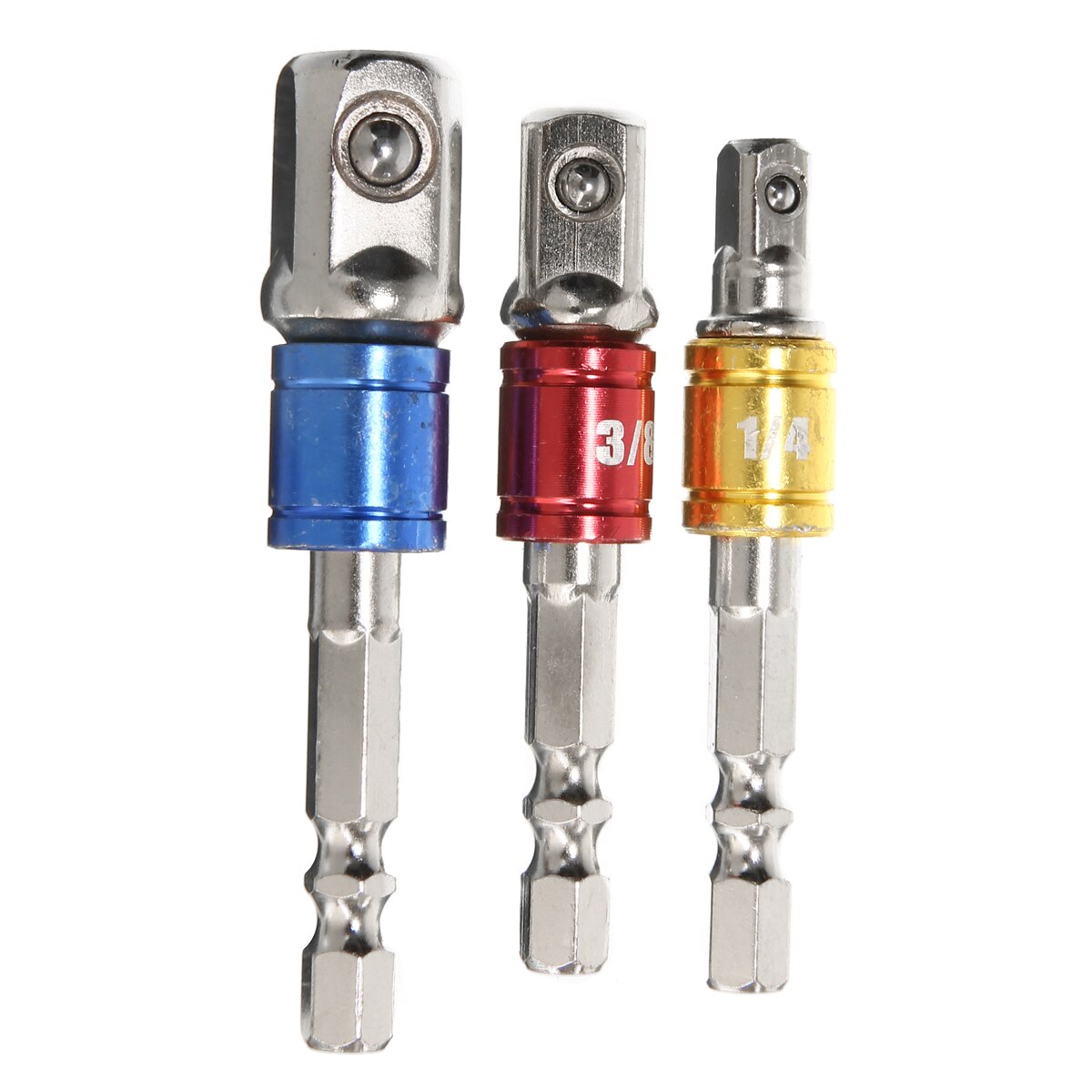 3 stuk Staal Impact Socket Adapter Quick Change 1/4 "Schacht Boor Socket Adapter Converters 1/4" 3/8" 1/2 "Driver Staaf