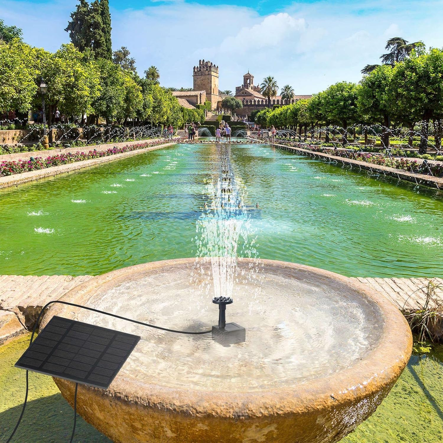 Fontanna solarna z pompą wodną, fontanna do kąpieli ptaków zasilana energią słoneczną, zestaw zanurzalnej pompy wodnej, zestawy paneli słonecznych do ogrodu zewnętrznego