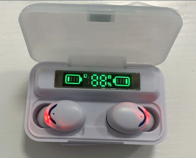 F9 F9-5 F9-9 F9-01 Bluetooth 5.0 écouteurs TWS sans fil LED affichage numérique écouteur étanche 8D 9D bouton tactile stéréo casque: F9 White