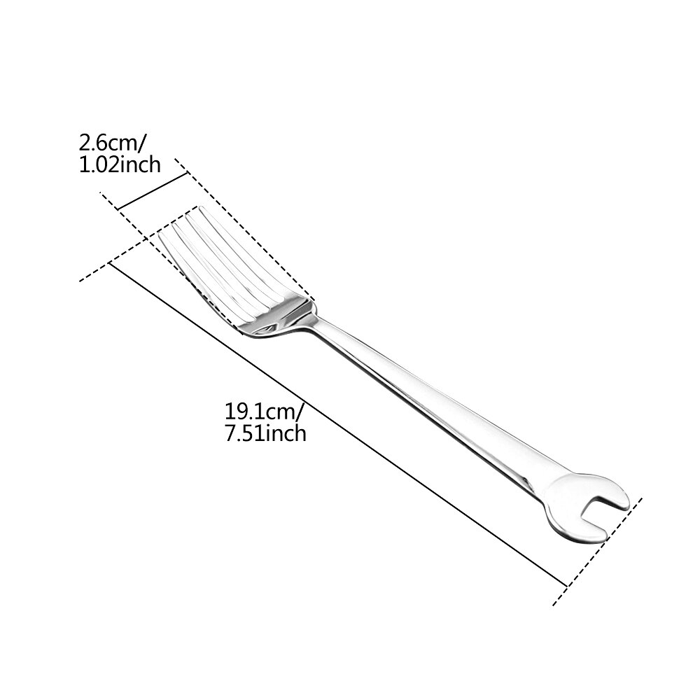 Stainless Steel Dinnerware Set Wrench Shape Fork Spoon Knife Tableware For Dinner Western Utensils Table Cutlery Set: Sliver Fork L