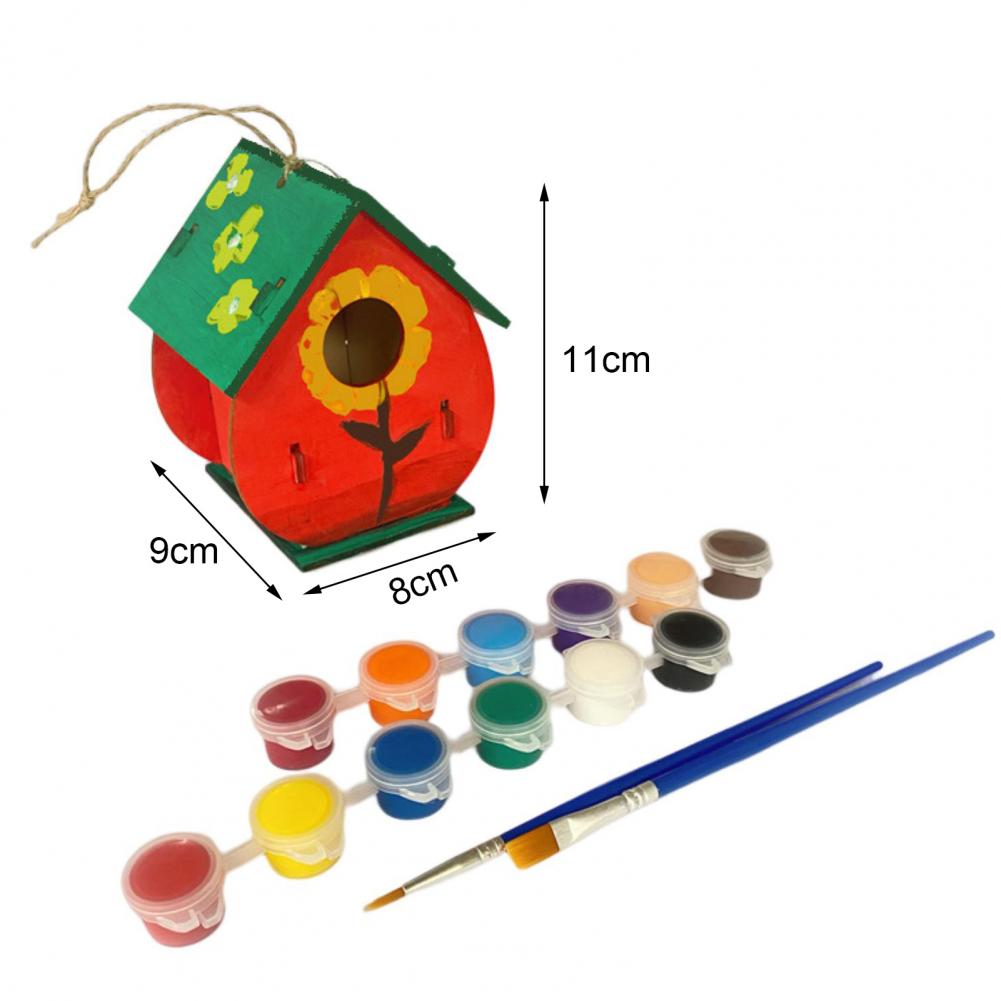 Kit de construction de maison d'oiseau pour enfants, peinture de bricolage, assemblage de nichoir, artisanat de boîte à oiseaux, construire de la peinture, pour enfants, 1 ensemble