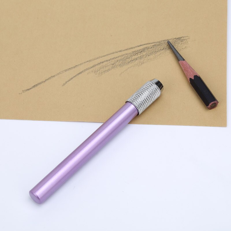 1 farve metal blyantforlænger enkelt hoved blyantforlænger stativ skitse tegning kunst skriveværktøj blyantstik forlængelsesstang: 1 lilla