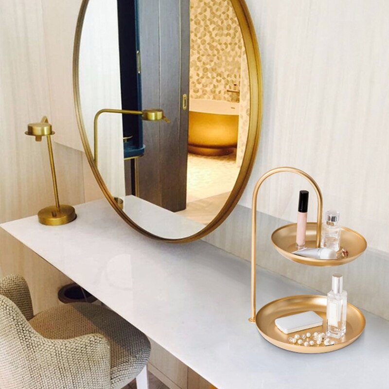 Light Luxury Iron Double-layer Jewelry Display Rack Family Party Dessert Fruit