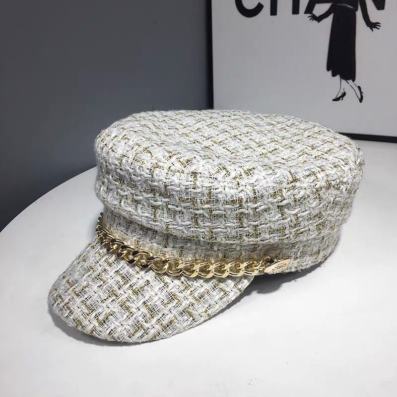 Femmes chapeau hiver accessoires boulanger garçon chapeau classique Street Wear casquette gavroche Vintage coton hiver Plaid chapeau boulanger garçon chapeau