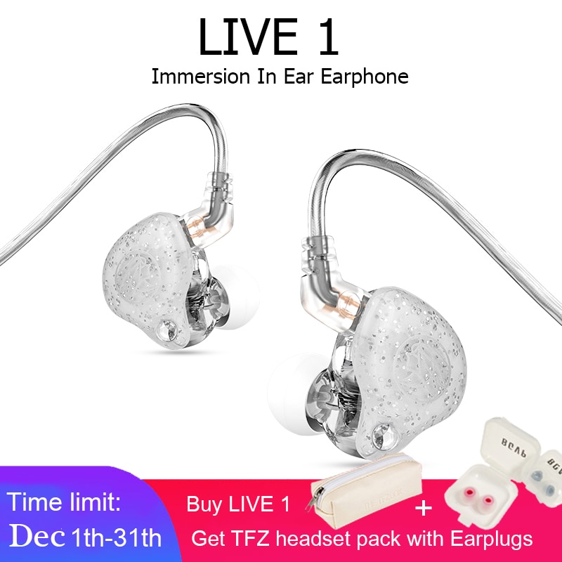 TFZ Live 1 wired earphones Monitor hifi 3.5mm 0.78m cable headset Active Noice Cancelling Detachable earbuds with mic for phone