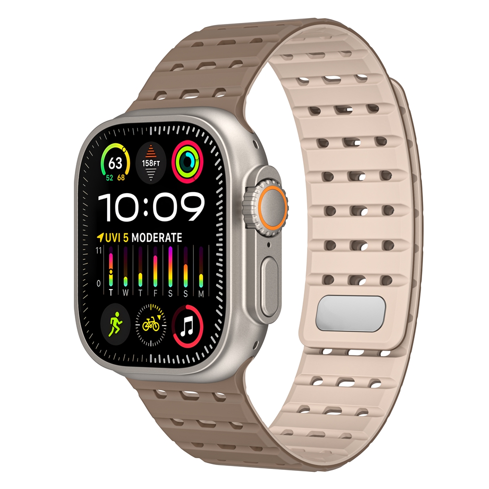 Bracelet de sport magnétique en silicone pour Apple Watch Ultra 2, bracelet de montre, bracelet pour iWatch Series 9, 8, 7, 6, 5, 4, 49mm, 45mm, 44mm, 42mm: kaki foncé