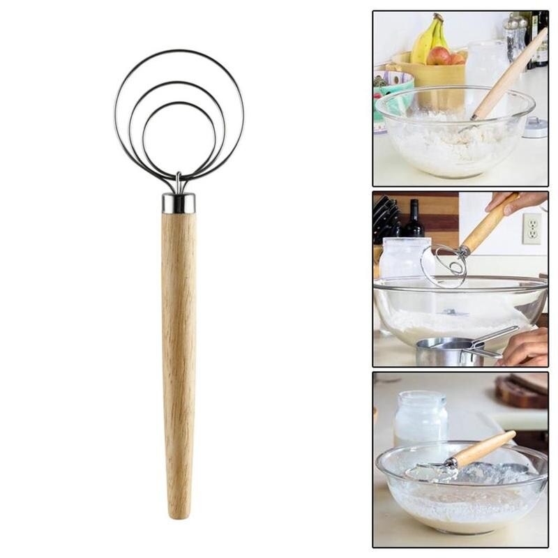 Batidor de masa danés de acero inoxidable, mezclador de masa para hornear, utensilios de cocina, repostería H8N6