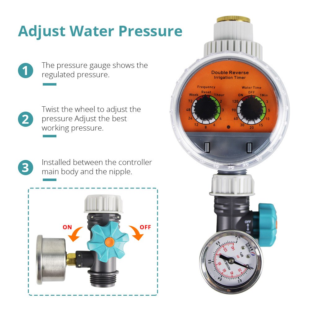 Garden Watering Timer Water Pressure Regulator Irrigation Controller System With Battery Use To DN15 And DN20 Female Thread