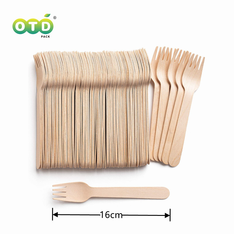 Disposable Wooden Cutlery Forks/Spoons/Knives/Sporks Party Supplies Kitchen Utensil For Dessert Icecream: Yellow / 80Pcs