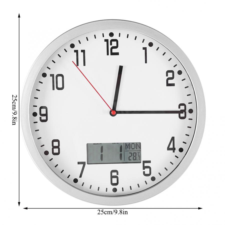 Multifunctional Modern Wall Clock with Date Temperature Display Home Office Bedroom Decoration Timer