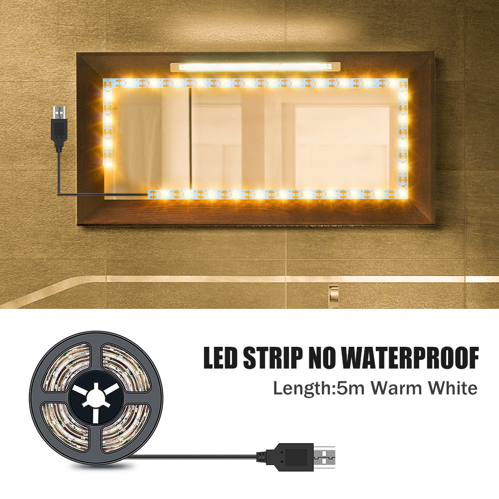 DC5V LED machen-hoch Spiegel Licht Streifen USB Dressing Tisch Lampe LED Band Raum Dekoration Schlafzimmer Eitelkeit Lichter 0,5 M 1M 2M 3M 4M 5M: veränderbar
