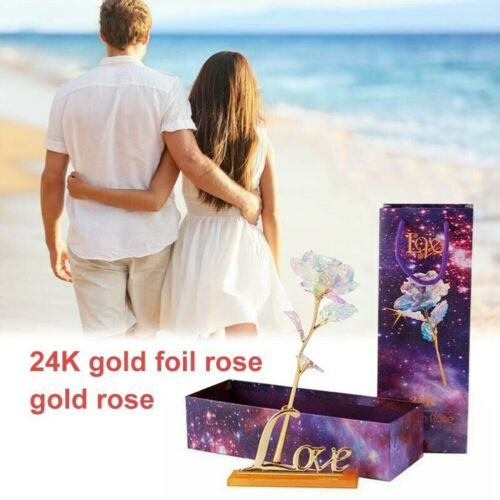 Beautiful 24k Gold Plated Golden Rose Flowers Anniversary Mothers Day Girlfriend Artificial Flowers