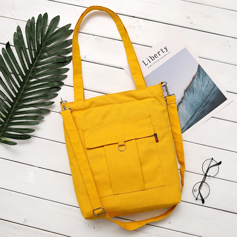 Sacs d'épicerie en coton, cabas de Shopping, sac à main solide Recyclable, Simple et sain, à la: YELLOW