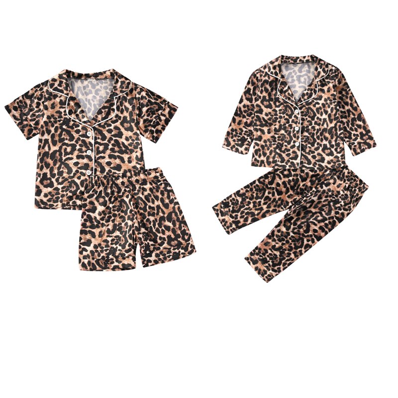 Sommer 0-6Jahre Leopard Jungen Mädchen Schlafanzug setzt Kurzarm/Langarm Spitzen + kurze Hose/Hosen Sommer Nachtwäsche 2 stücke einstellen