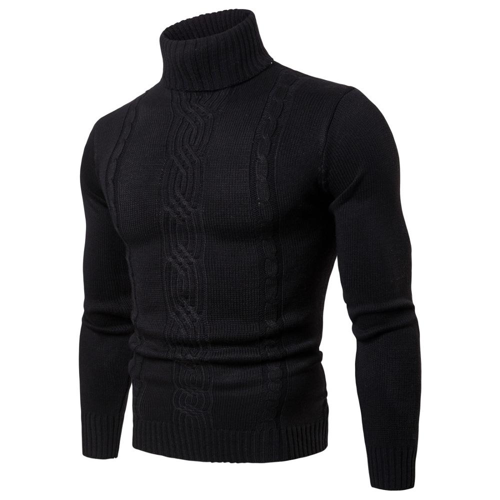 Herfst Winter Warmte Coltrui Mannen Hoge Revers Trui Dieptepunt Shirt Jacquard Gebreide Trui Mannen XY019