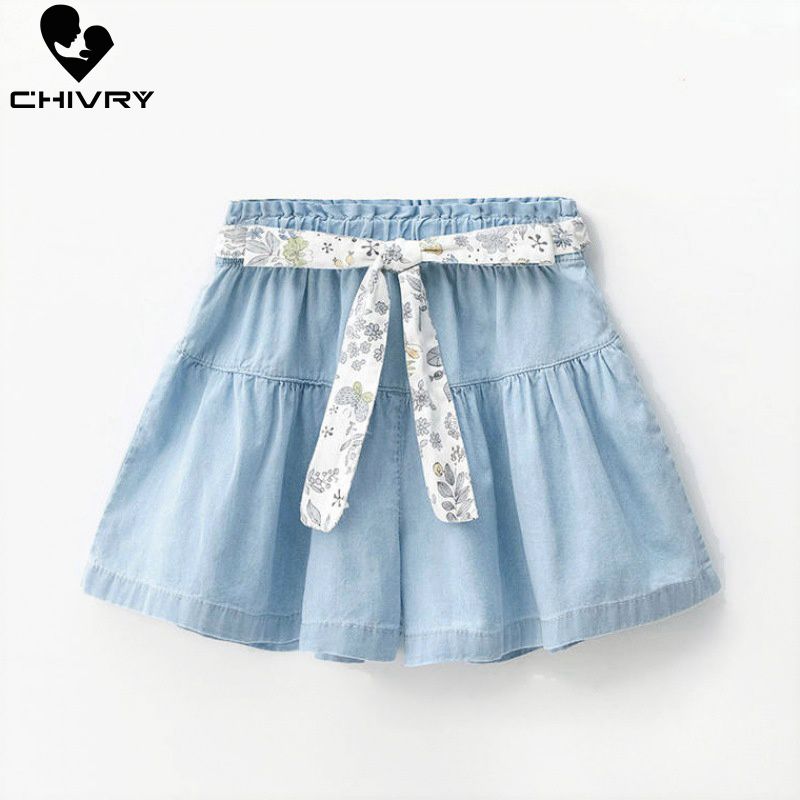 Chivry Nuovo 2020 di Estate Delle Ragazze Del Denim Shorts Bambini Del Bambino Ragazze Piegano la Cinghia Denim Shorts Po &#39;Delle Ragazze Dei Bambini di Modo Dei Jeans Vestiti