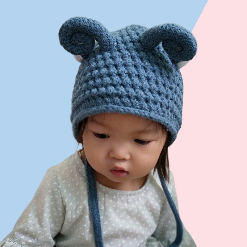 Winter gebreide warme babymuts schattige shofar baby jongen meisje muts oorbescherming mutsen effen kleur kinderen kindermutsen