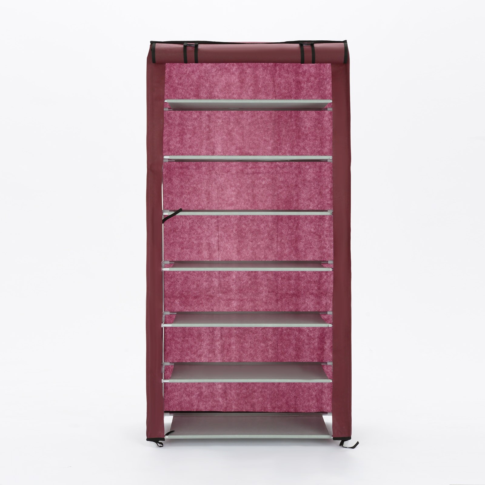 Estante para zapatos de tela no tejida de varios tamaños estante para zapatos, almacenamiento para el hogar, dormitorio, armario de pasillo, organizador de artículos diversos: 7 layer Wine Red