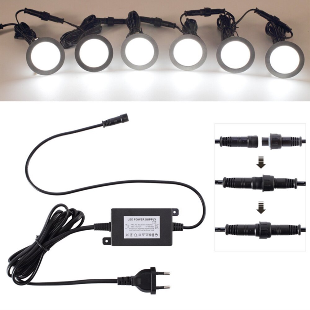 1/6/8pcs Dimmable Deck Light DC 12V Outdoor Waterproof Underground Light Garden Spotlight Stair Pathway Landscape Lighting