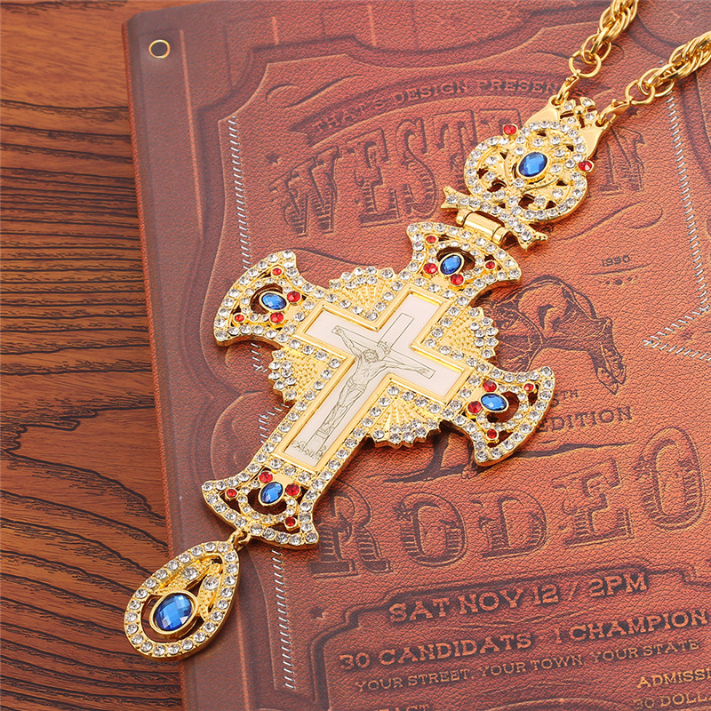 Orthodoxe Borstvinnen Katholieke Kruisbeeld Jezus Maagd Maria Cross Hanger Ketting Religieuze Badge Sieraden Pastor Gebed Items