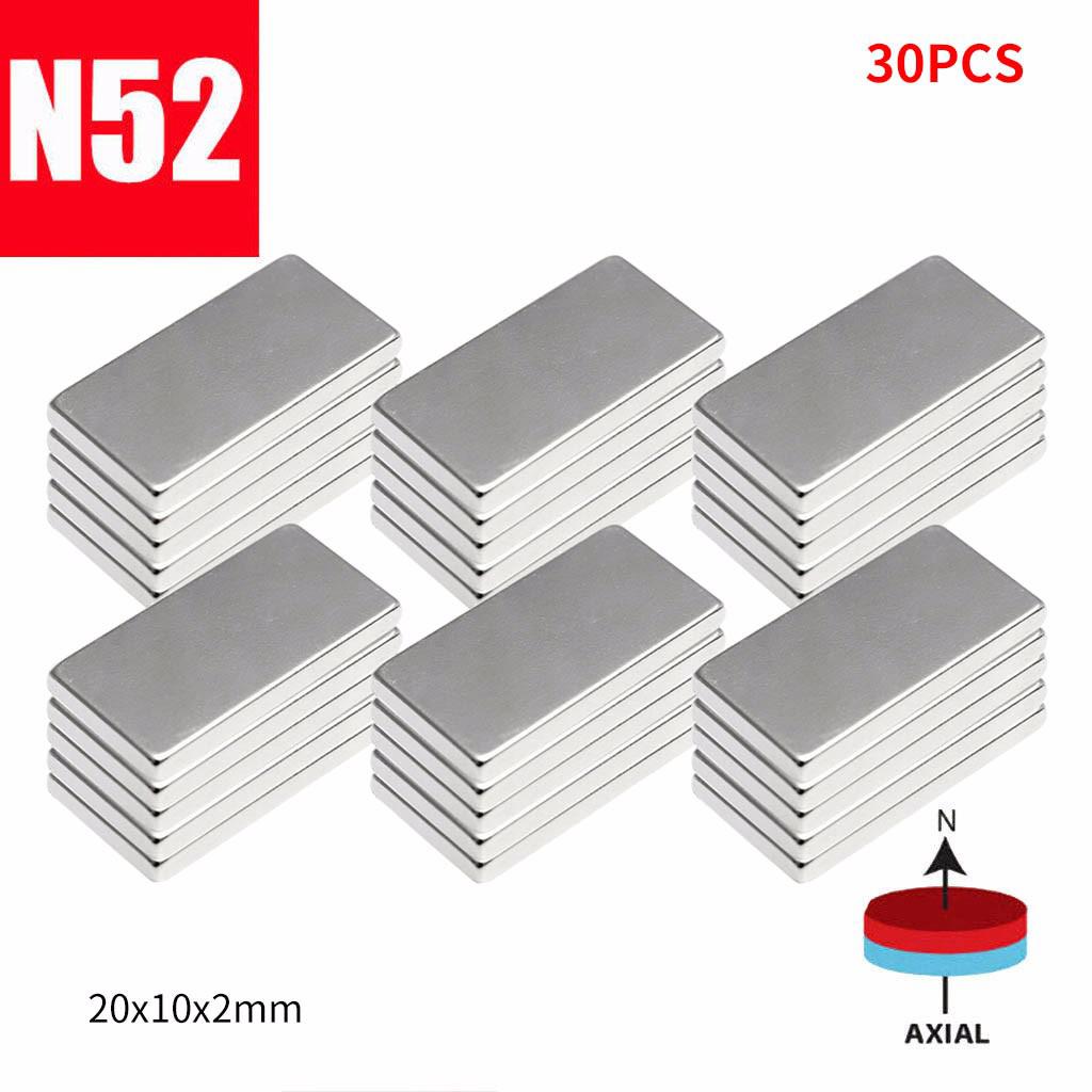 N52 20X10X2 Mm Neodymium Blokmagneet Zeldzame Aarde Magneten 10/20/30/60 stuks Voor Plakken Toelichting Op Koelkast Deuren Diy Projecten F1: B