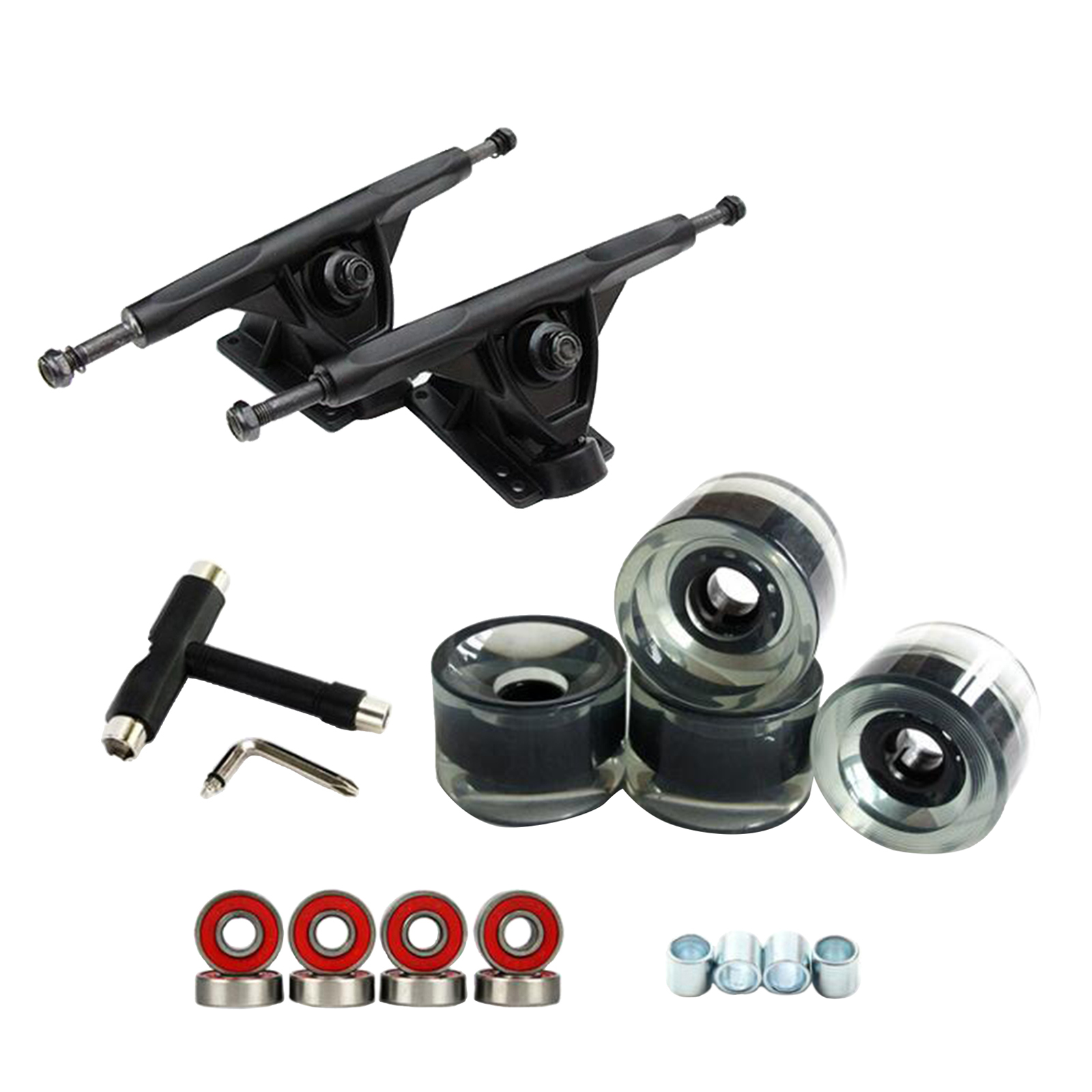 Solide Skateboard Lkw Rad Reparatur Multi-tools Installieren Montage Lager Skateboard Longboard Räder Roller Reparatur Werkzeuge: Black Clear Black