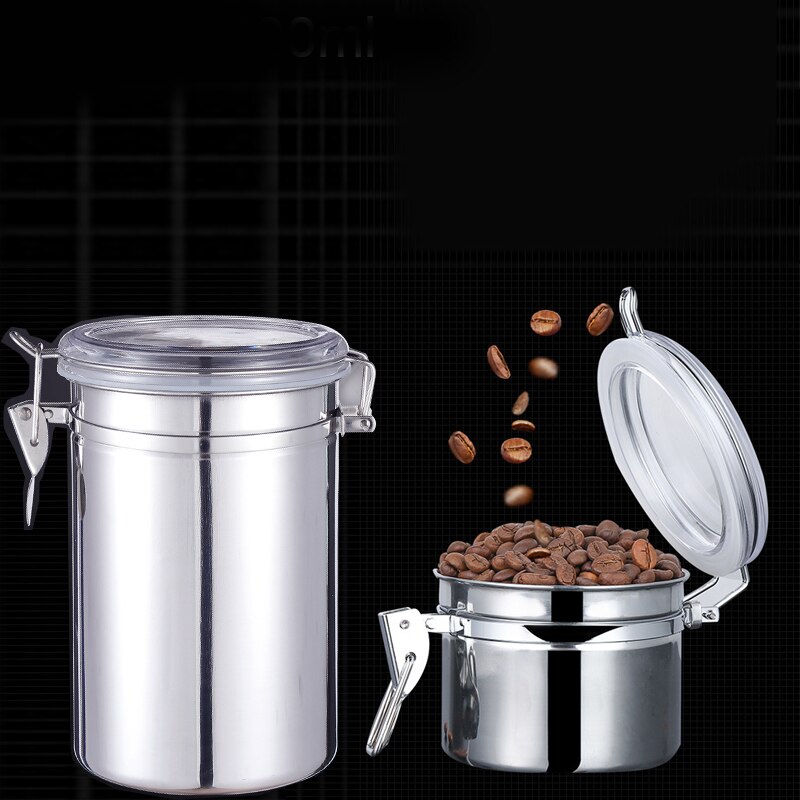 Stainless Steel Airtight Coffee Jar Canister 700ml/1400ml Coffee Beans Tea Coffee Container Storage Canister Set With Spoon