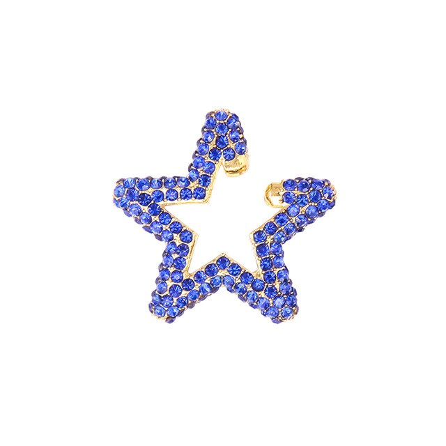 Itenice Rainbow Star Earcuffs Earring Voor Vrouwen Kleurrijke Multi-Hoepel Strass Oor Manchet Romantische Ster Rechthoek Boho Oor Clips: blue