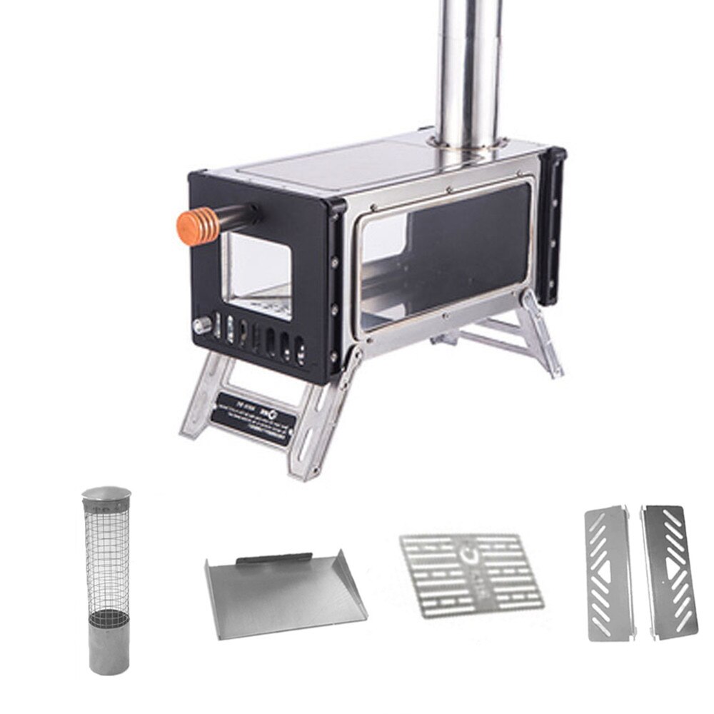 Draagbare Camping Tent Houtkachel Ultralight Houtkachel Met Schoorsteen Leidingen Multifunctionele Wandelen Koken Brandhout Kachel